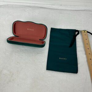 Gucci Sunglasses Eyeglasses Hard Case Velvet Green Pink Interior Clamshell